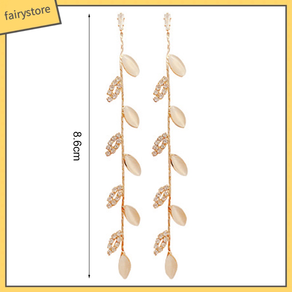 1 Đôi Bông Tai Hình Chiếc Lá Đính Đá Lấp Lánh Dành Cho Nữ