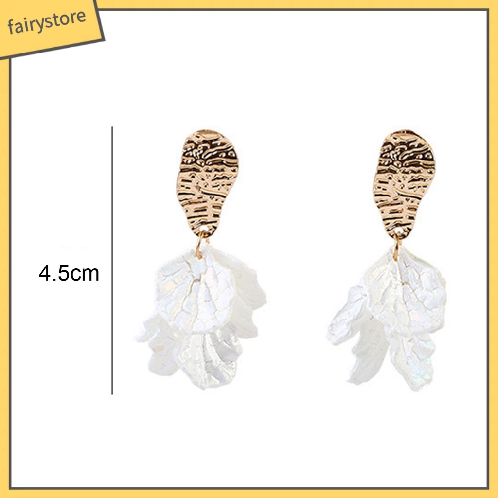 1 Đôi Bông Tai Hình Cánh Hoa Vỏ Sò Màu Trắng Phong Cách Hàn Quốc