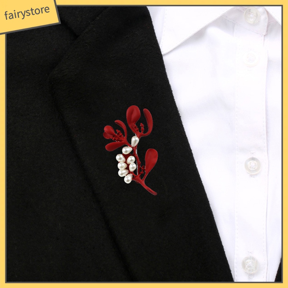 Ghim Cài Áo Hình Lá Đính Ngọc Trai Nhân Tạo Cho Nữ