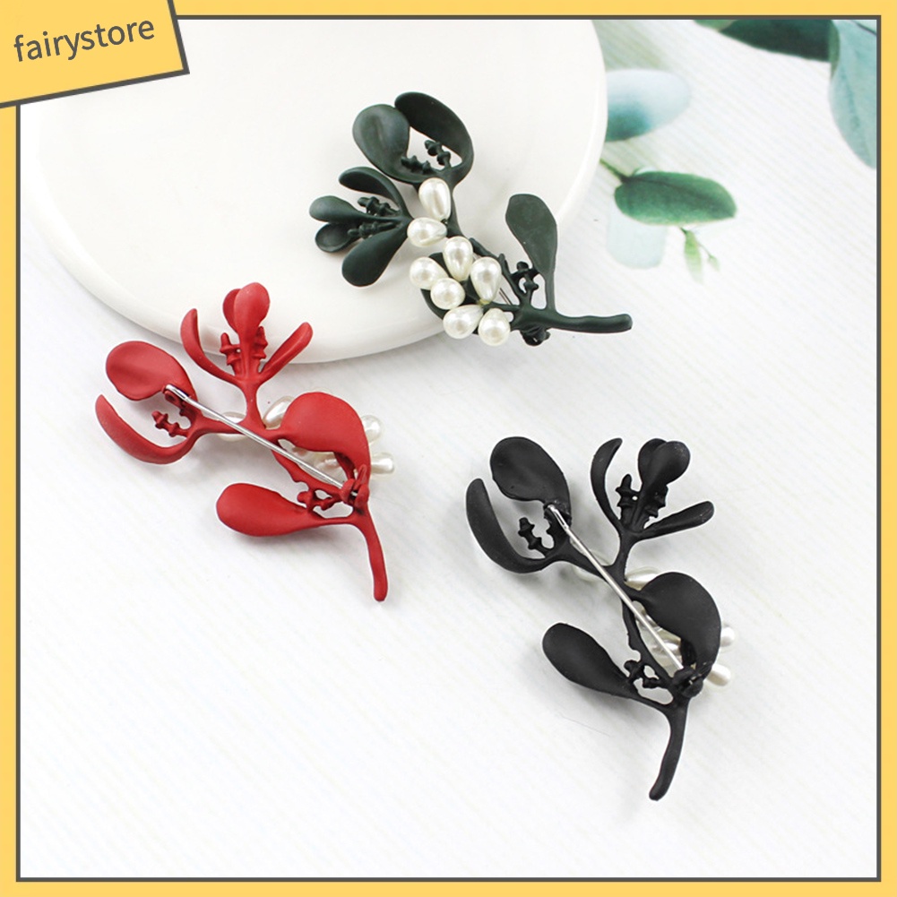 Ghim Cài Áo Hình Lá Đính Ngọc Trai Nhân Tạo Cho Nữ