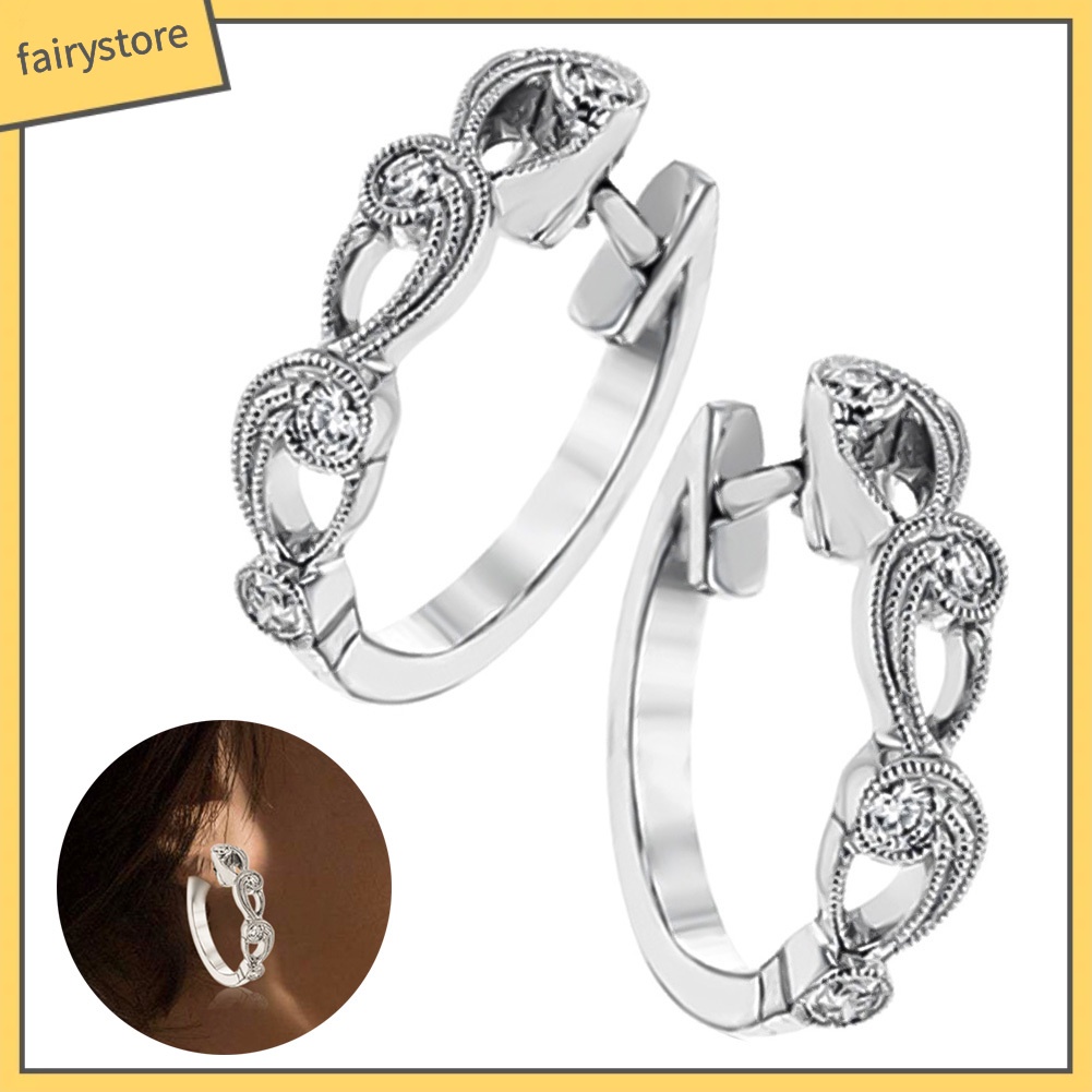 Khuyên Tai Tròn Rỗng Đính Đá Thời Trang Cho Nữ