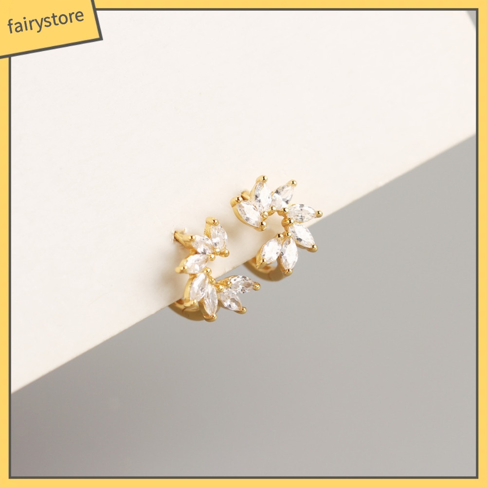 Đôi Bông Tai Khoen Tròn Phối Hoa Đính Đá Thời Trang Cho Nữ