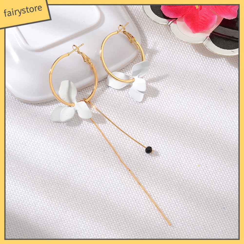 Bông Tai Hình Cánh Hoa Dáng Dài Không Đối Xứng Thời Trang Cho Nữ