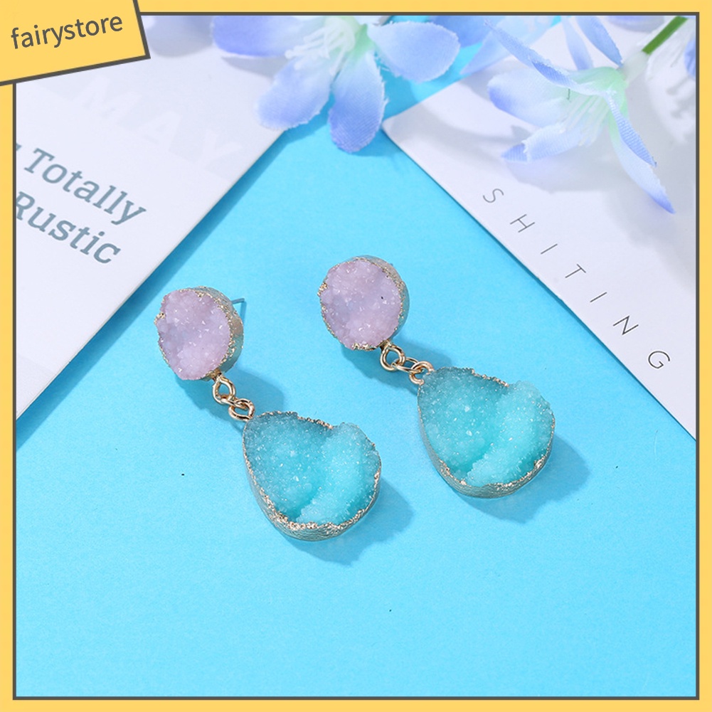 Bông Tai Hình Tròn / Giọt Nước Bằng Resin Phong Cách Dân Tộc Thời Trang Dành Cho Nữ