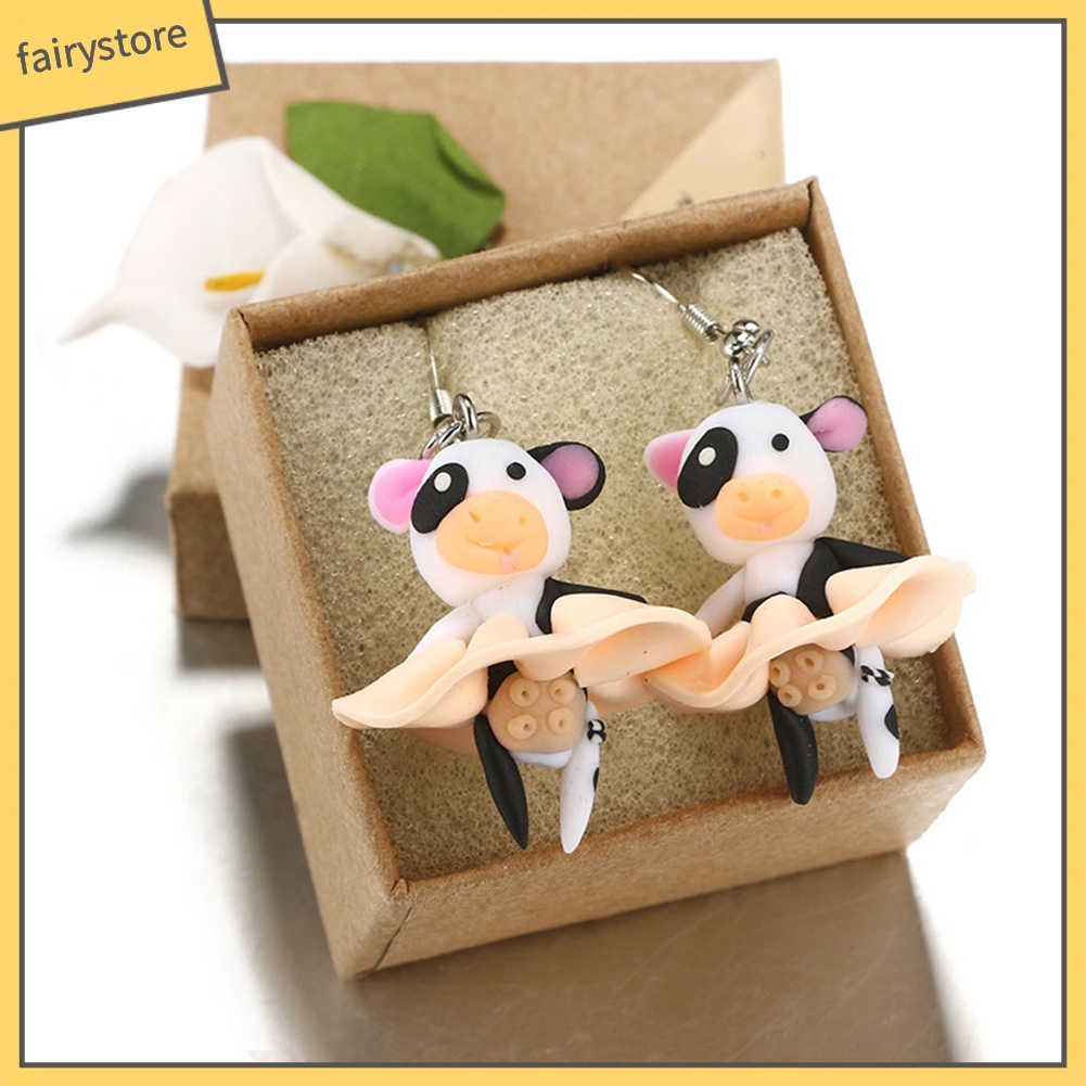 Bông Tai Dạng Móc Hình Thú Hoạt Hình 3D Bằng Đất Sét Polymer Dễ Thương Cho Nữ