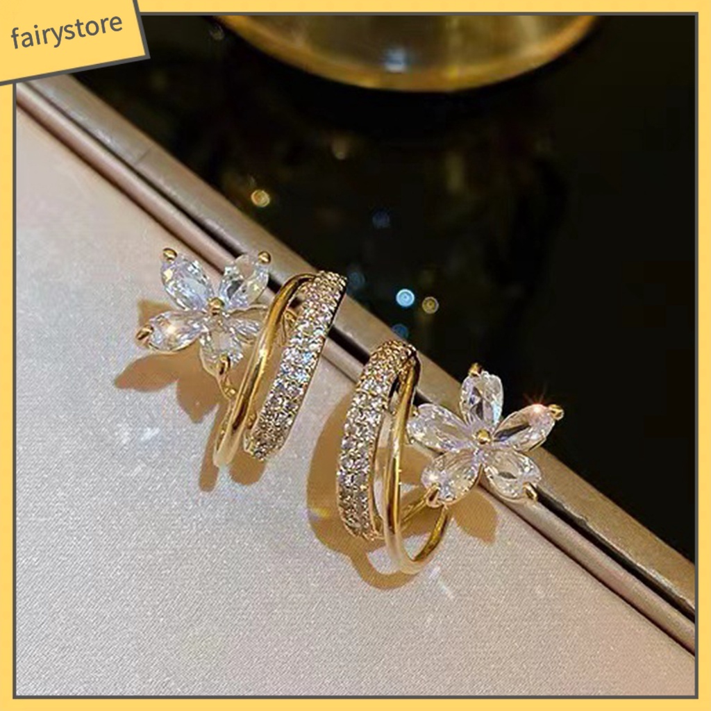 1 Đôi Bông Tai Hình Hoa Đính Đá Lấp Lánh Thời Trang Cao Cấp Dành Cho Nữ
