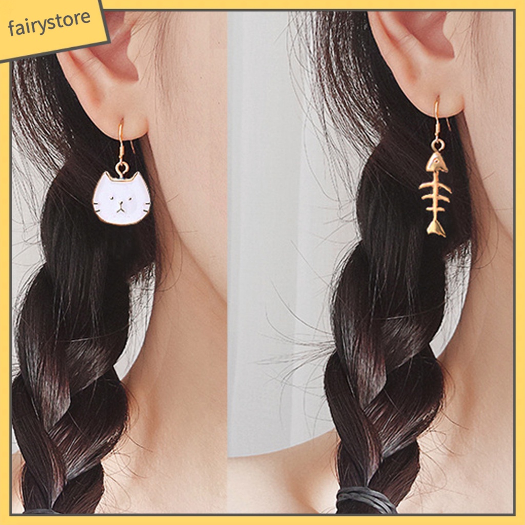 1 Đôi Bông Tai Hình Mèo Bằng Thép Không Gỉ Dễ Thương Dành Cho Nữ