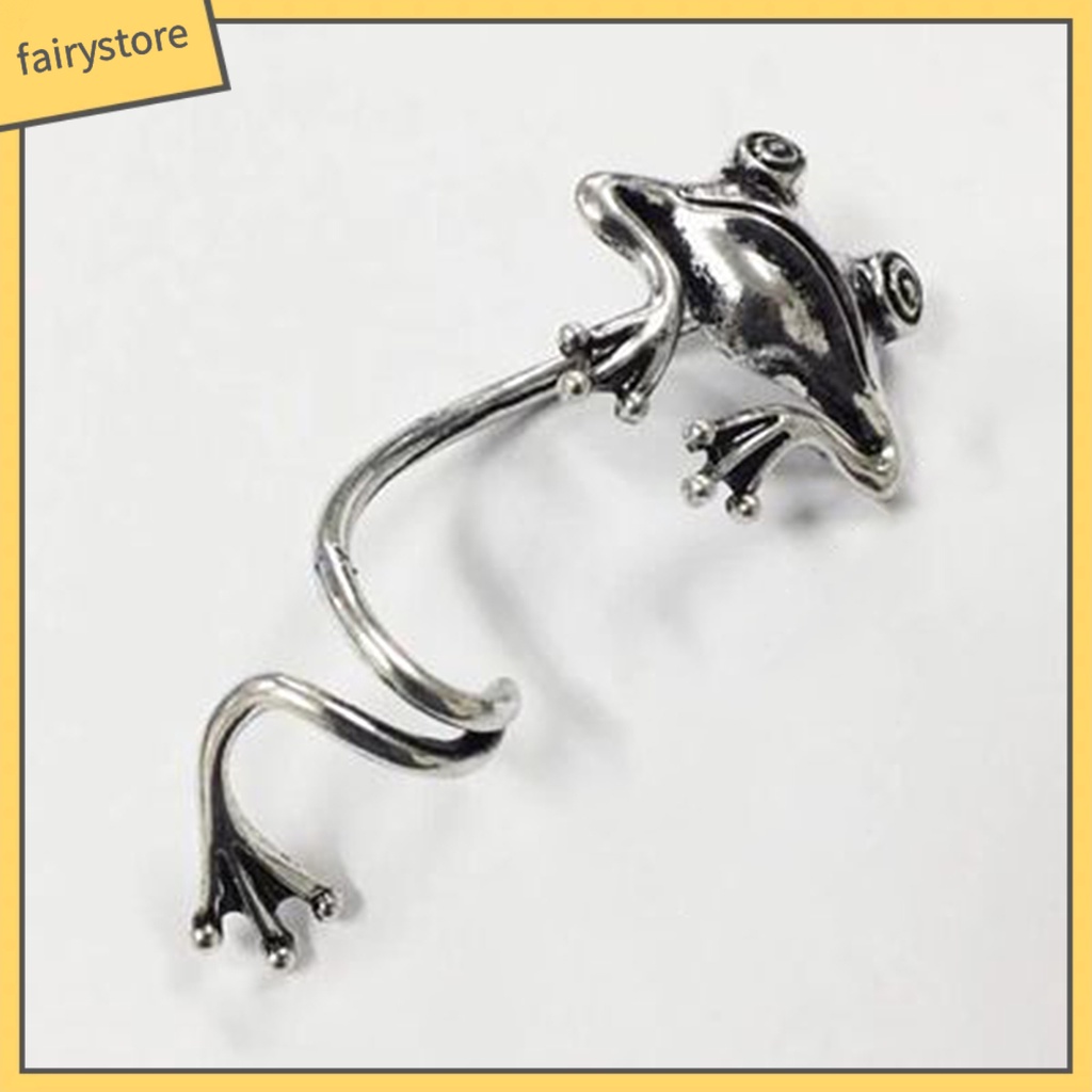 1 Khuyên Kẹp Vành Tai Hình Chú Ếch Màu Sắc Bạc Phong Cách Gothic Dành Cho Các Cuộc Họp