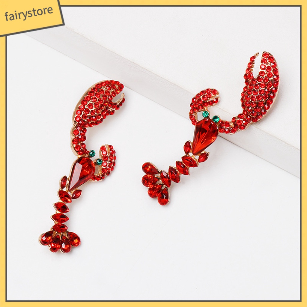 Bông Tai Hình Tôm Hùm Đính Đá Vui Nhộn Sáng Tạo