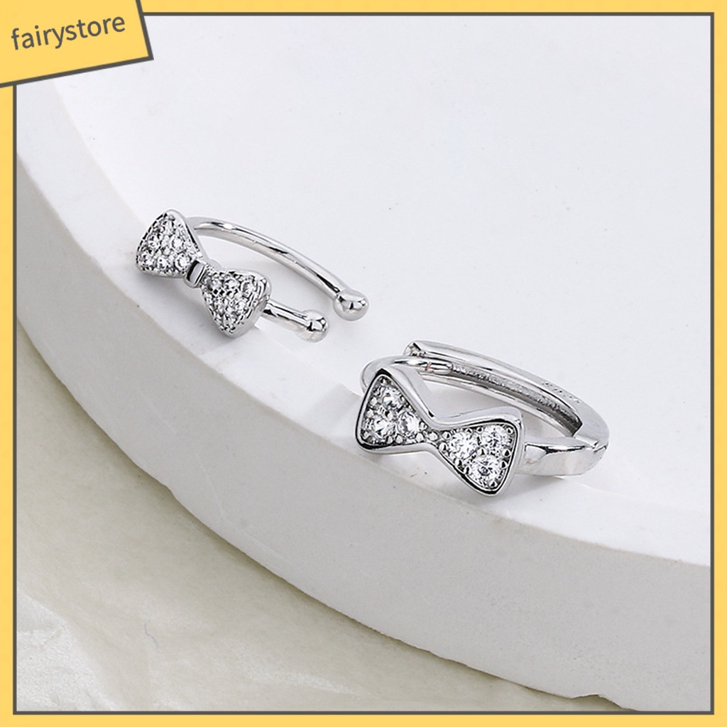 1 Khuyên Vành Tai Hình Nơ Đính Đá Lấp Lánh Phong Cách Pháp