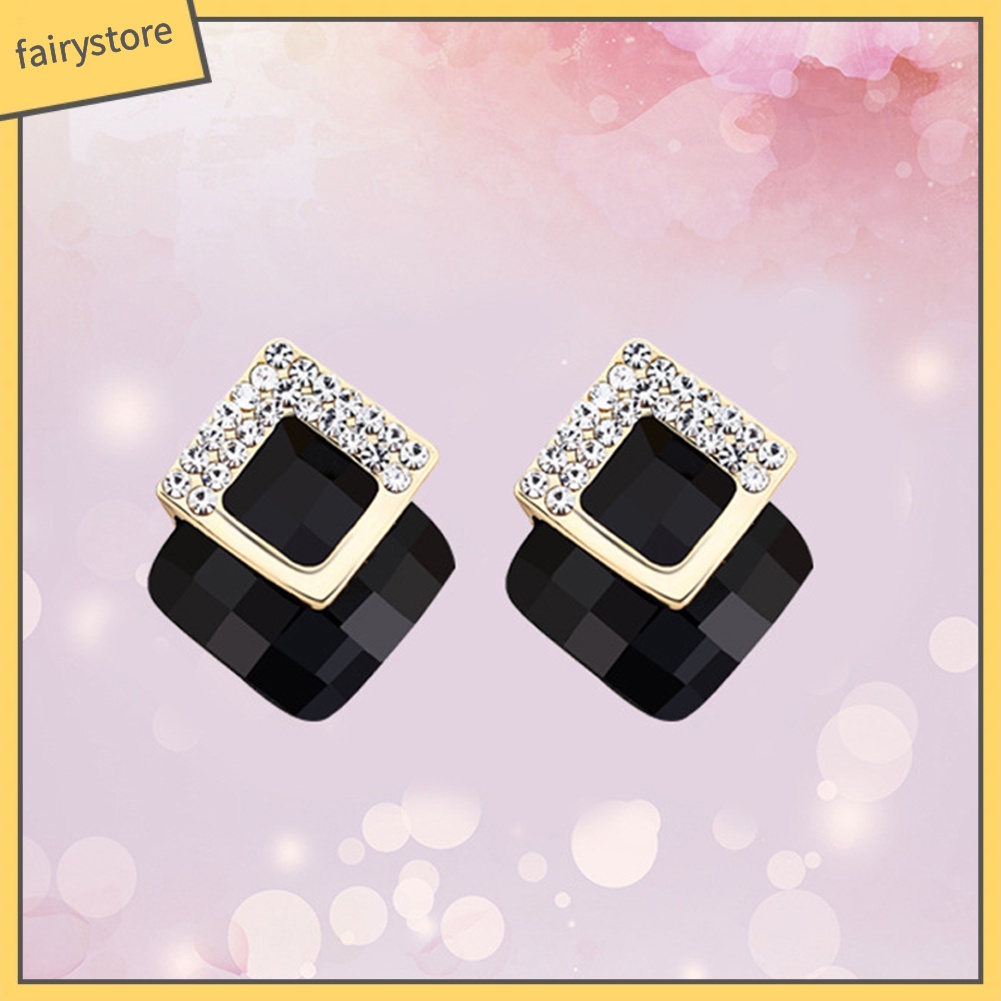 Đôi Khuyên Tai Vuông Đính Đá Thời Trang Cho Nữ