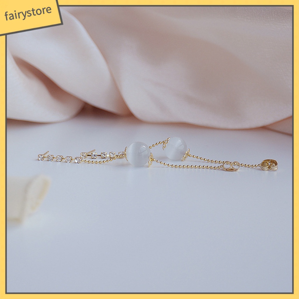 1 Đôi Khuyên Tai Kim Loại Đính Đá Opal Nhân Tạo Thời Trang