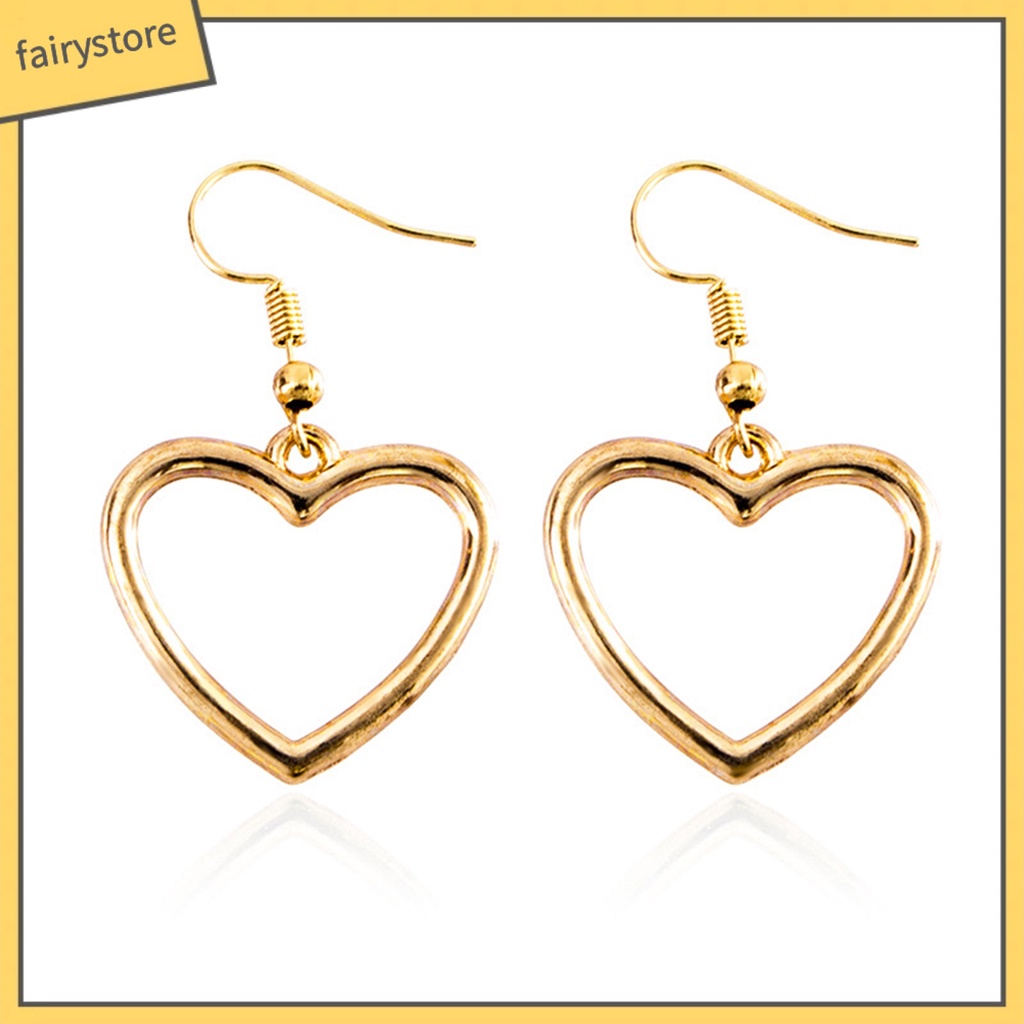 1 Đôi Bông Tai Hình Trái Tim Rỗng Thời Trang Dành Cho Nữ