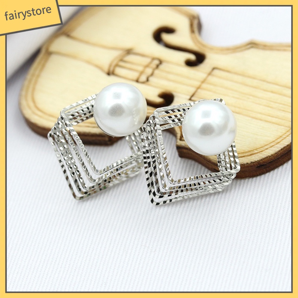 Bông Tai Nhiều Lớp Đính Ngọc Trai Giả Thời Trang Dành Cho Nữ