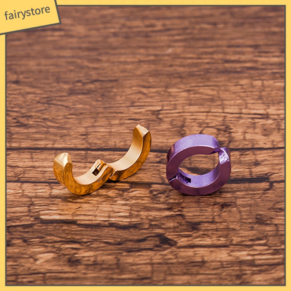 [FRO] 1 Khuyên Tai Dạng Kẹp Hình Tròn Màu Trơn Trang Trí Phong Cách Punk Bền Bỉ Không Gây Dị Ứng Phong Cách Hàn Quốc Thích Hợp Làm Quà Tặng