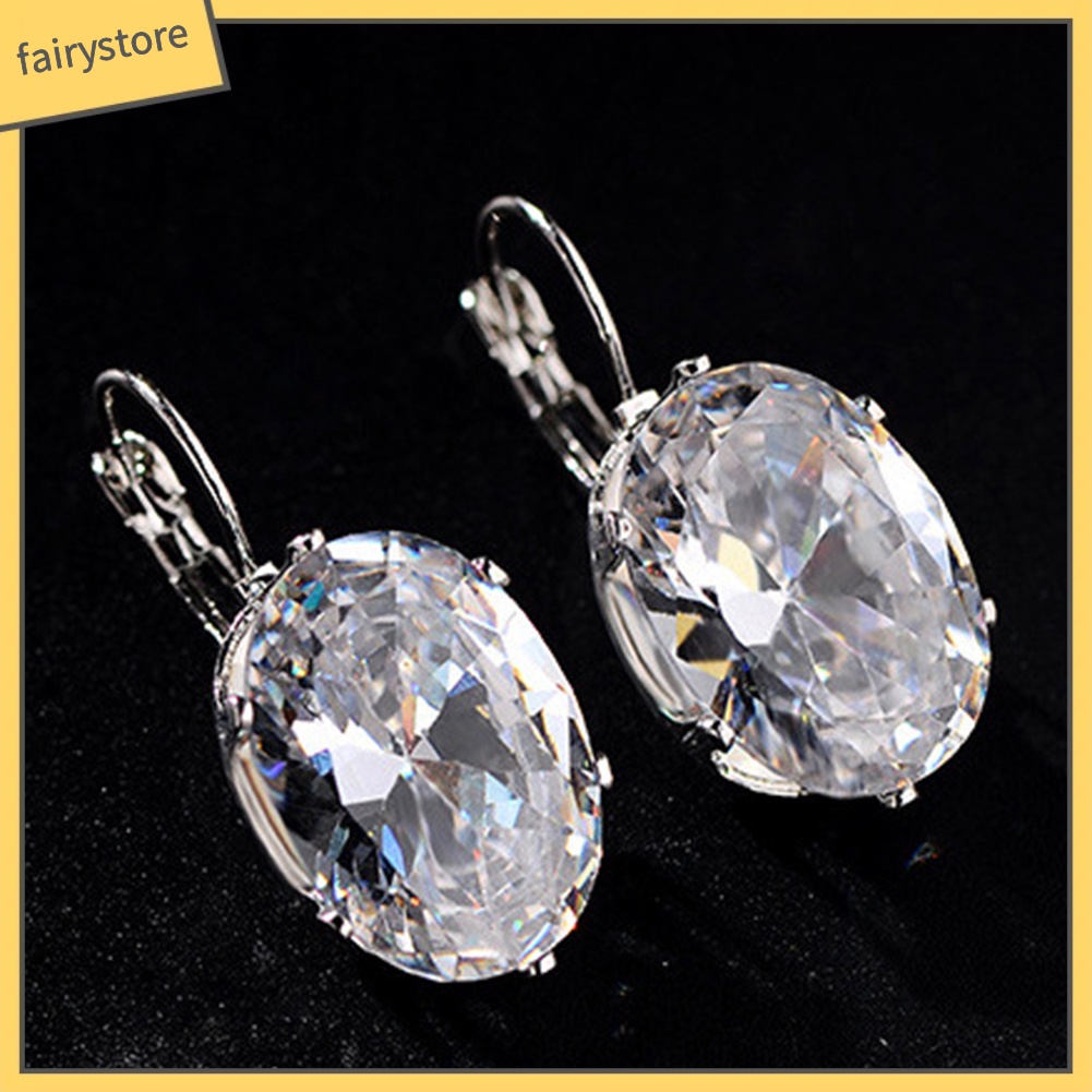 Bông Tai Chuỗi Đính Đá Quý Nhân Tạo Hình Oval Thanh Lịch Cho Nữ