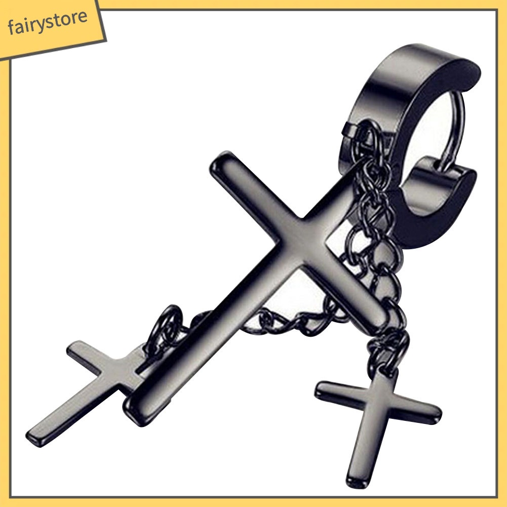 Bông Tai Hình Chữ Thập Nhiều Lớp Phong Cách Punk Cá Tính Cho Nữ