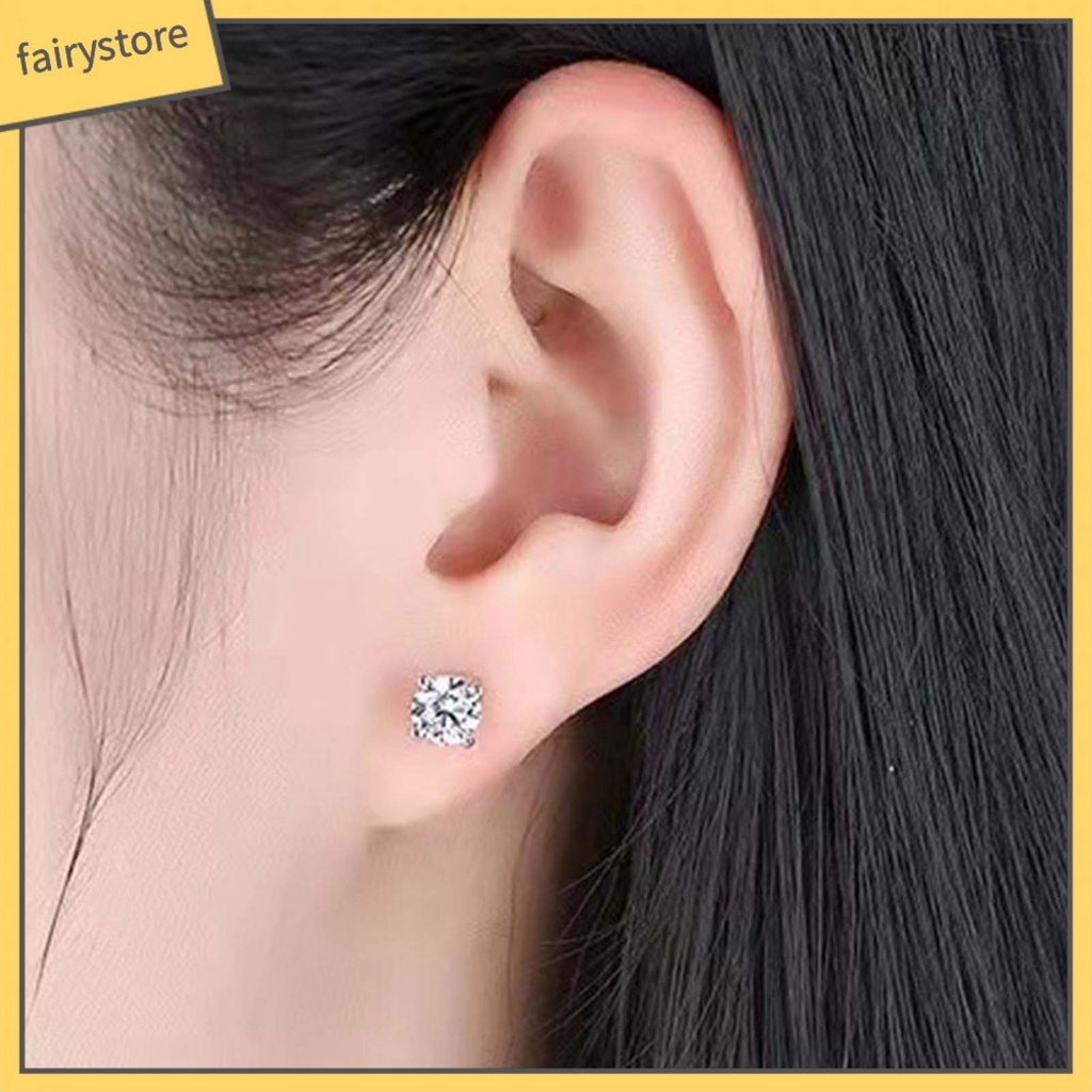 1 Đôi Bông Tai Hình Học Đính Đá Phong Cách Hàn Quốc Thời Trang