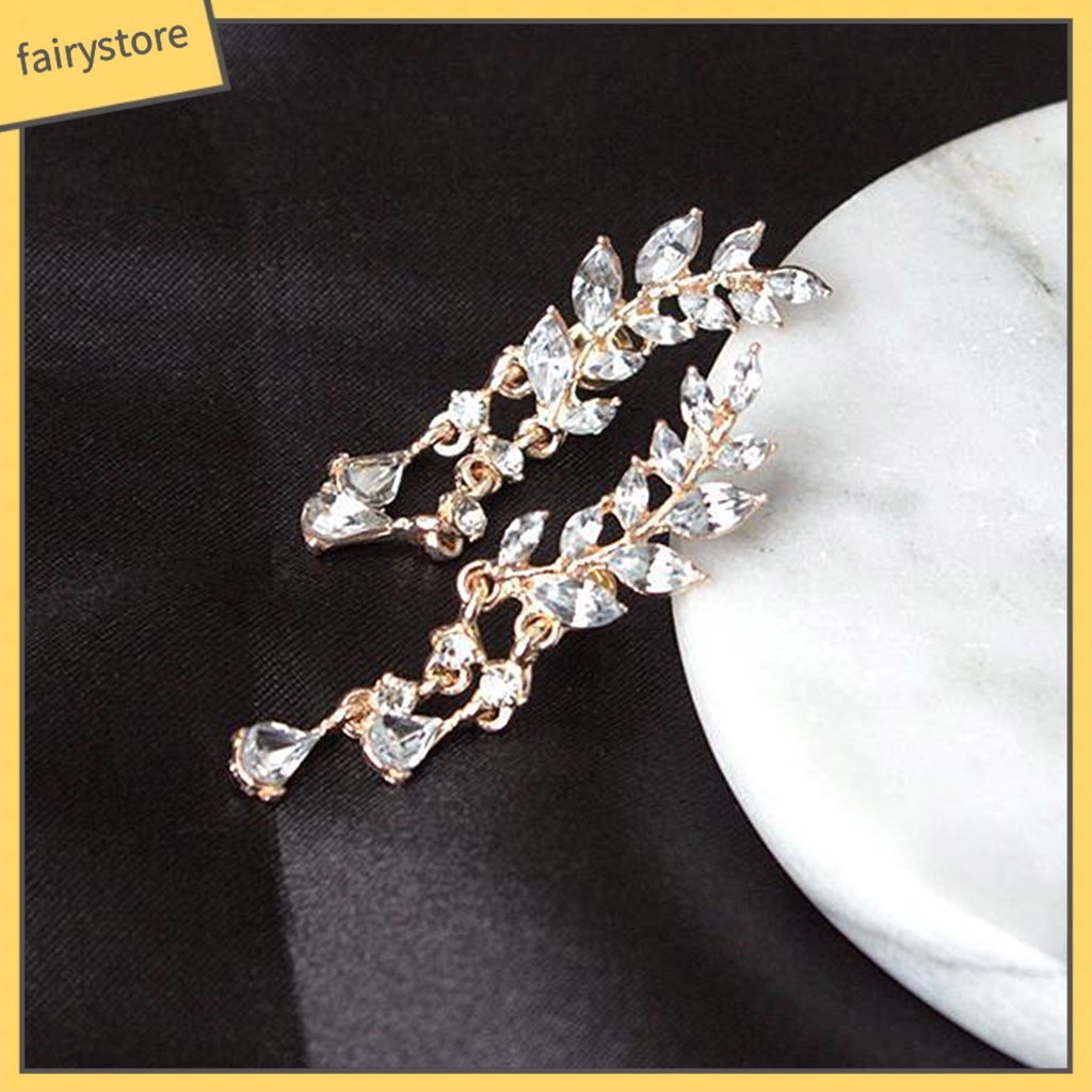 1 Đôi Bông Tai Hình Giọt Nước Đính Đá Lấp Lánh Dành Cho Cô Dâu