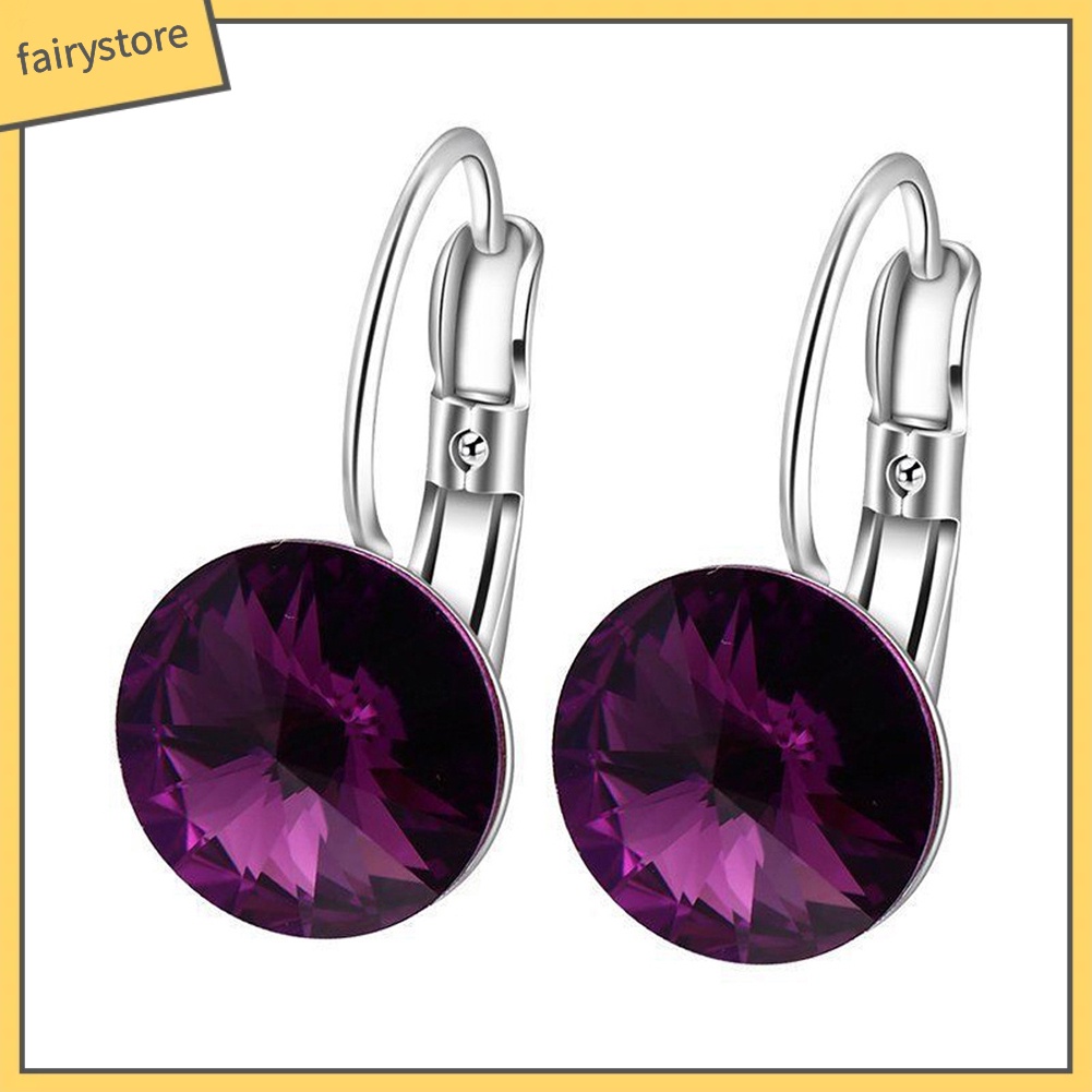 Đôi Bông Tai Hình Tròn Đính Đá Thời Trang Cho Nữ