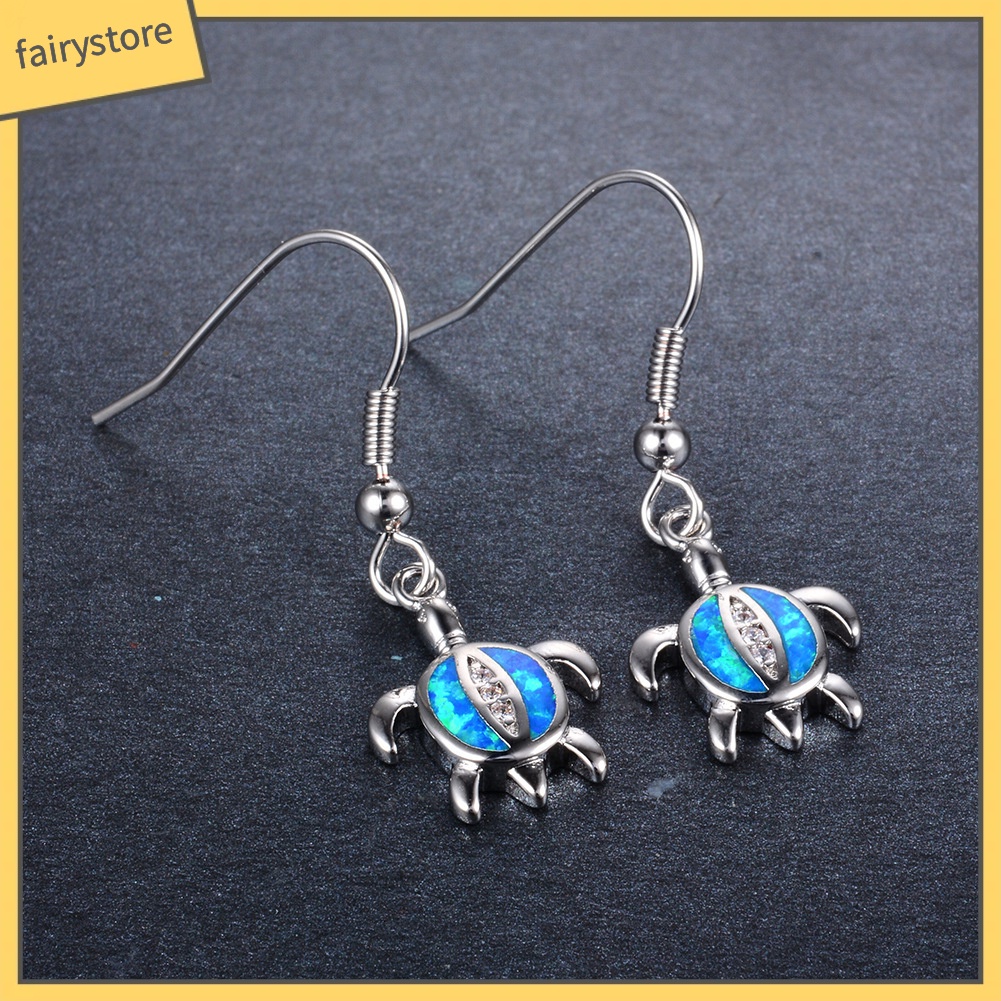 Bông Tai Hình Rùa Đính Đá Opal Dễ Thương Dành Cho Nữ