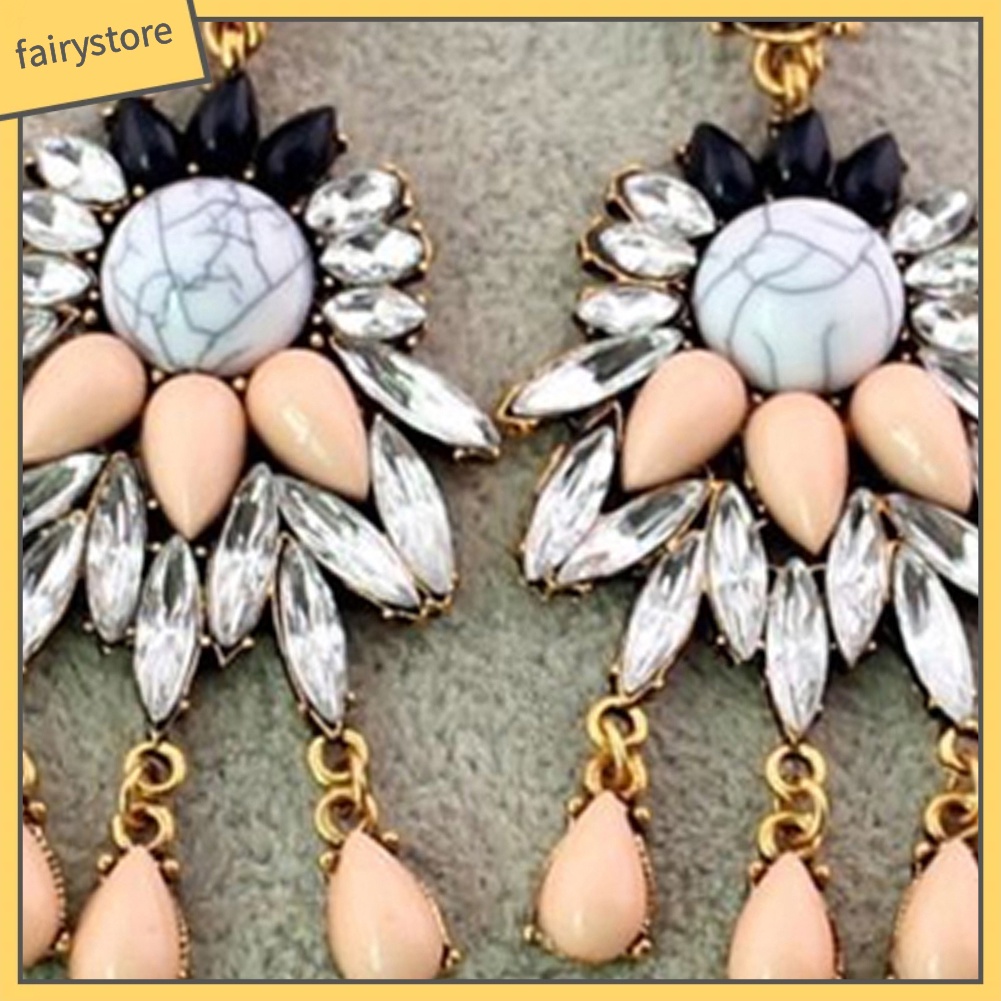 Bông Tai Hình Hoa Đính Đá Phong Cách Retro Dành Cho Nữ