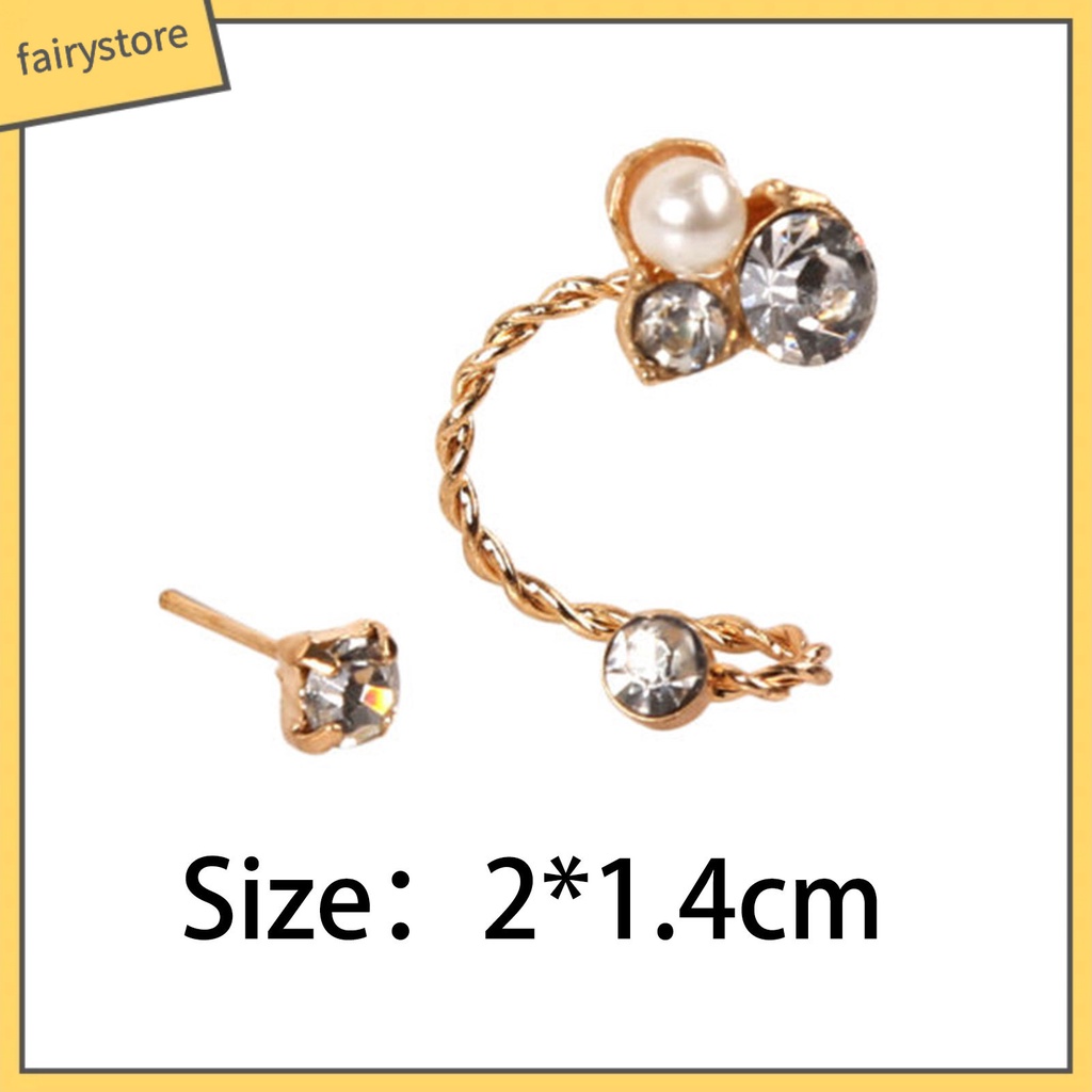 1 Bộ Bông Tai Hợp Kim Đính Đá &amp; Ngọc Trai Nhân Tạo Cho Nữ