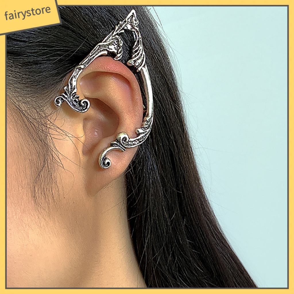 1 Khuyên Kẹp Vành Tai Elf Màu Sắc Tối Dễ Phối Đồ