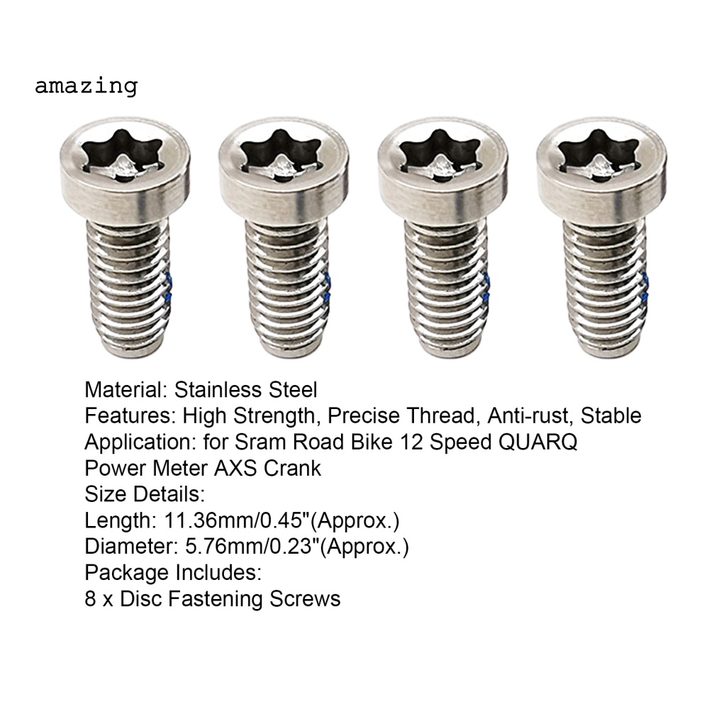 Set 8 Ốc Vít Bằng Thép Không Gỉ Cho Đĩa Phanh Xe Đạp Sram