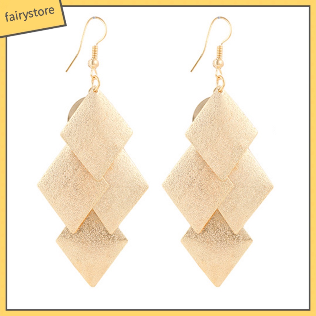 [FRO] Bông Tai Móc Treo Dáng Dài Hình Thoi Lấp Lánh Cho Nữ