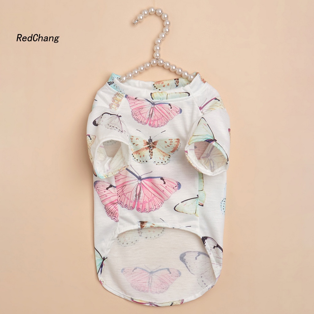 Rc ~ Áo Mỏng Nhẹ In Họa Tiết Bướm Trang Trí Bảo Vệ Da Cún Cưng Mặc Ngủ Mùa Hè