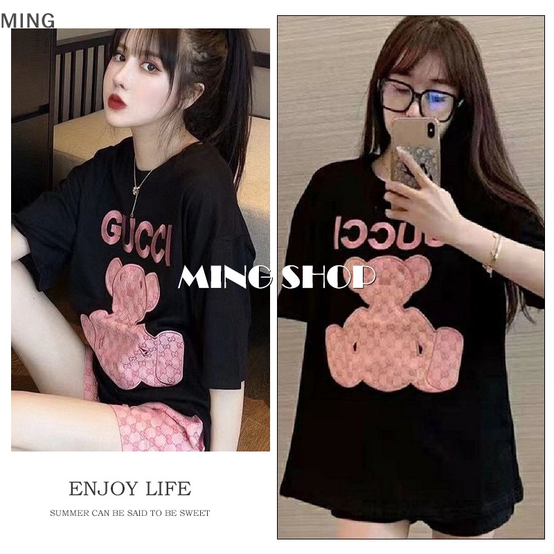 Áo Thun Nữ Ngắn Tay In Họa Tiết Trái Tim Hoạt Hình Phong Cách Đường Phố