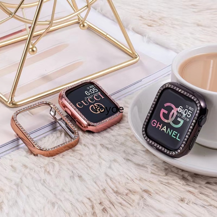 Vỏ Bảo Vệ Đính Kim Cương Cho iWatch Series 6 SE 5 4 3 38MM 42MM 40mm 44mm 49MM Ultra 7 8 41MM 45MM