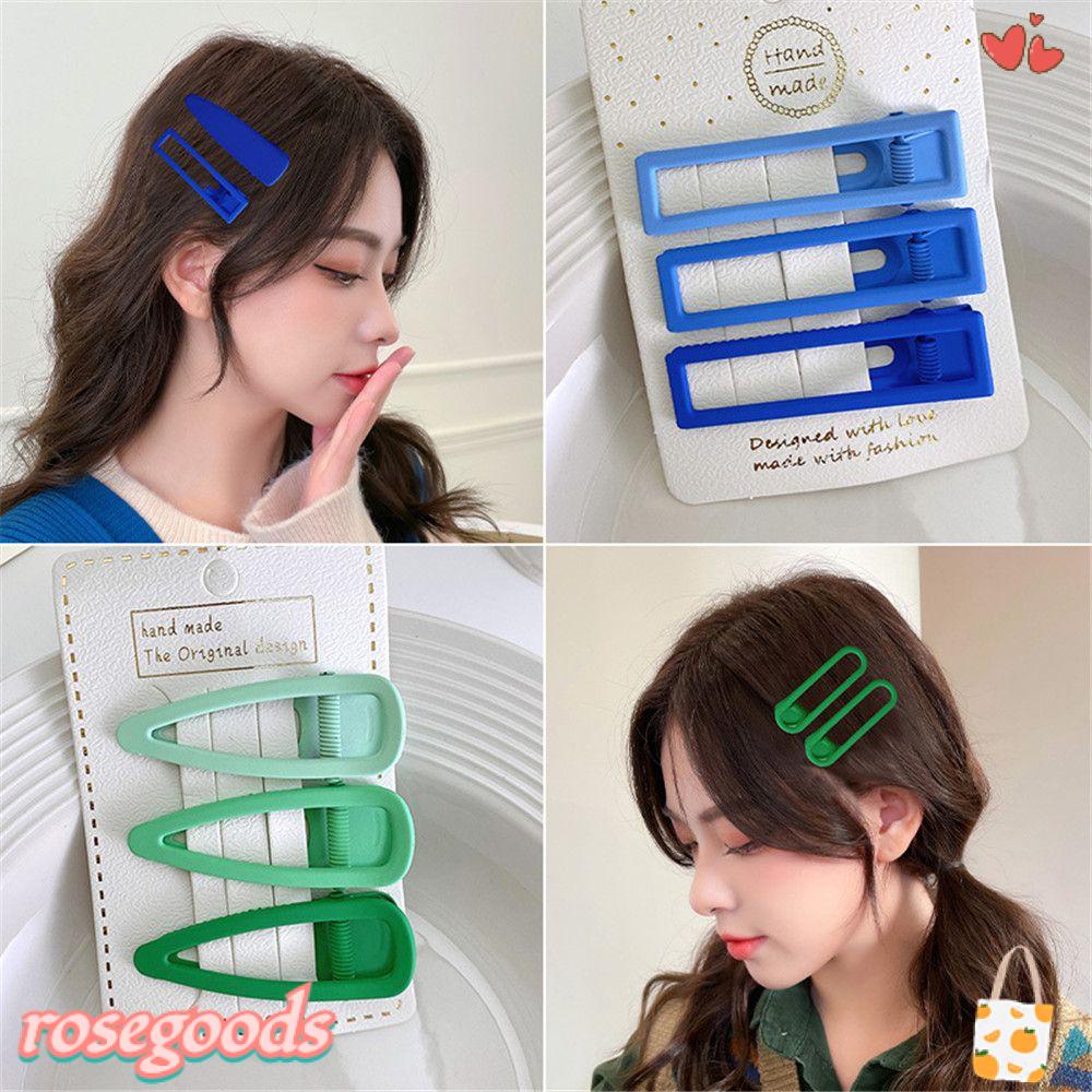 Set 3 Kẹp Tóc Hình Học Màu Sắc Kẹo Ngọt Phong Cách Vintage Thanh Lịch Dành Cho Nữ