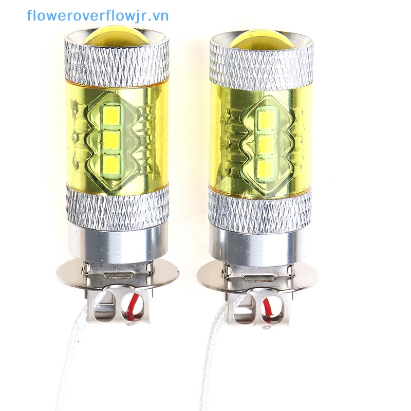 2 Đèn LED Phá Sương Mù Ánh Sáng Vàng 12-24V H3 80W 16 SMD Cho Xe Hơi