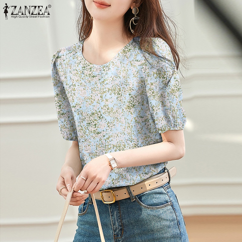 Zanzea Áo Thun Nữ Ngắn Tay Cổ Tròn In Hoa Thời Trang