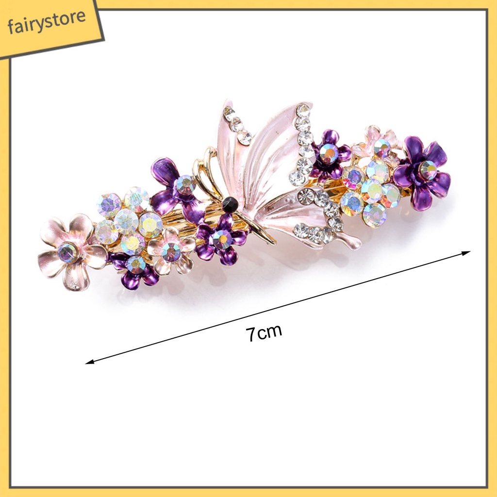 Kẹp Tóc Đính Đá Hình Hoa Lấp Lánh Chống Trượt Thời Trang Cho Nữ