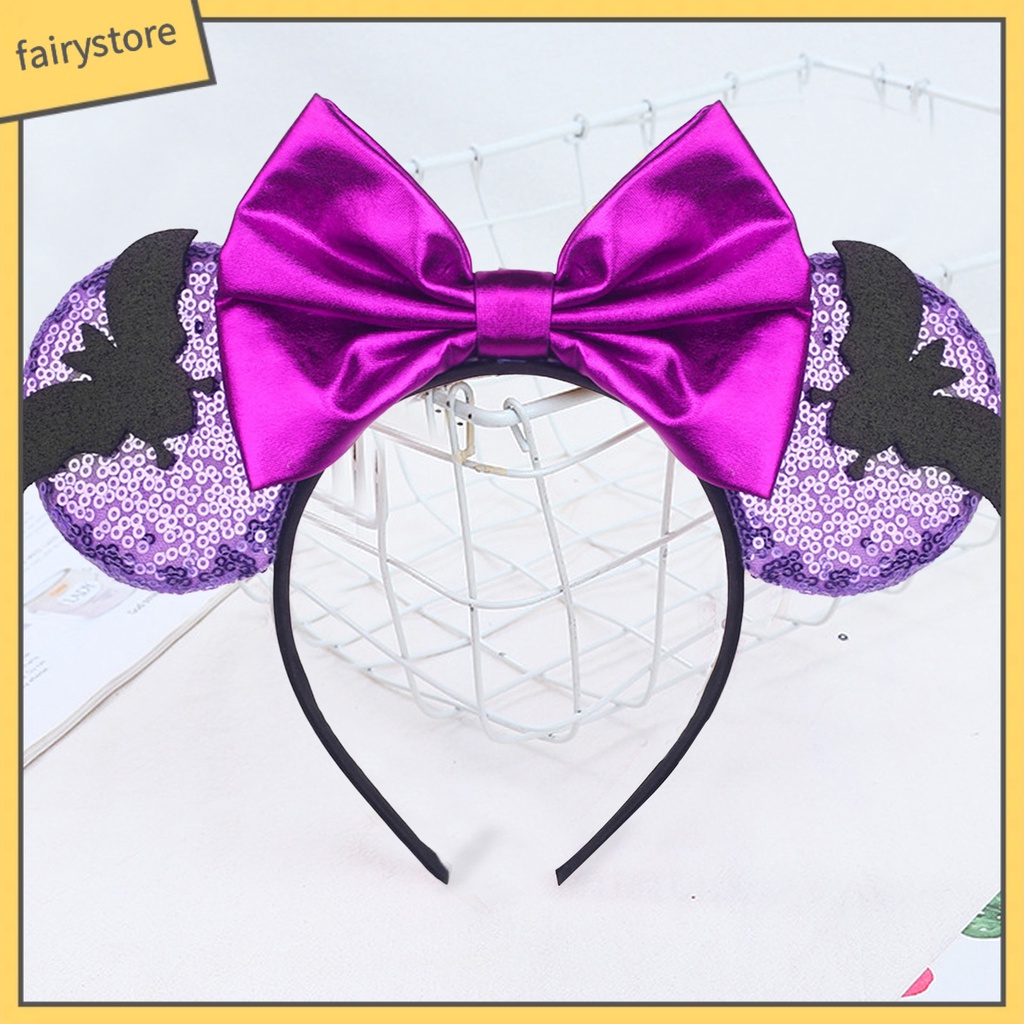 Băng Đô Cài Tóc Hình Nơ Đính Kim Sa Màu Sắc Tương Phản Trọng Lượng Nhẹ Có Thể Tái Sử Dụng Cho Tiệc Halloween