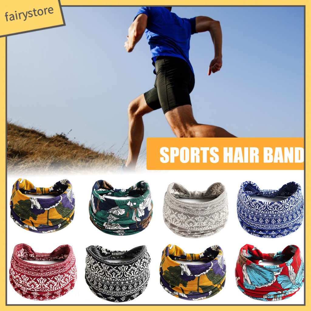 Băng Đô Bandana Bản Rộng Co Giãn Thấm Hút Mồ Hôi In Họa Tiết Phong Cách Bohemian Thời Trang Cho Nữ