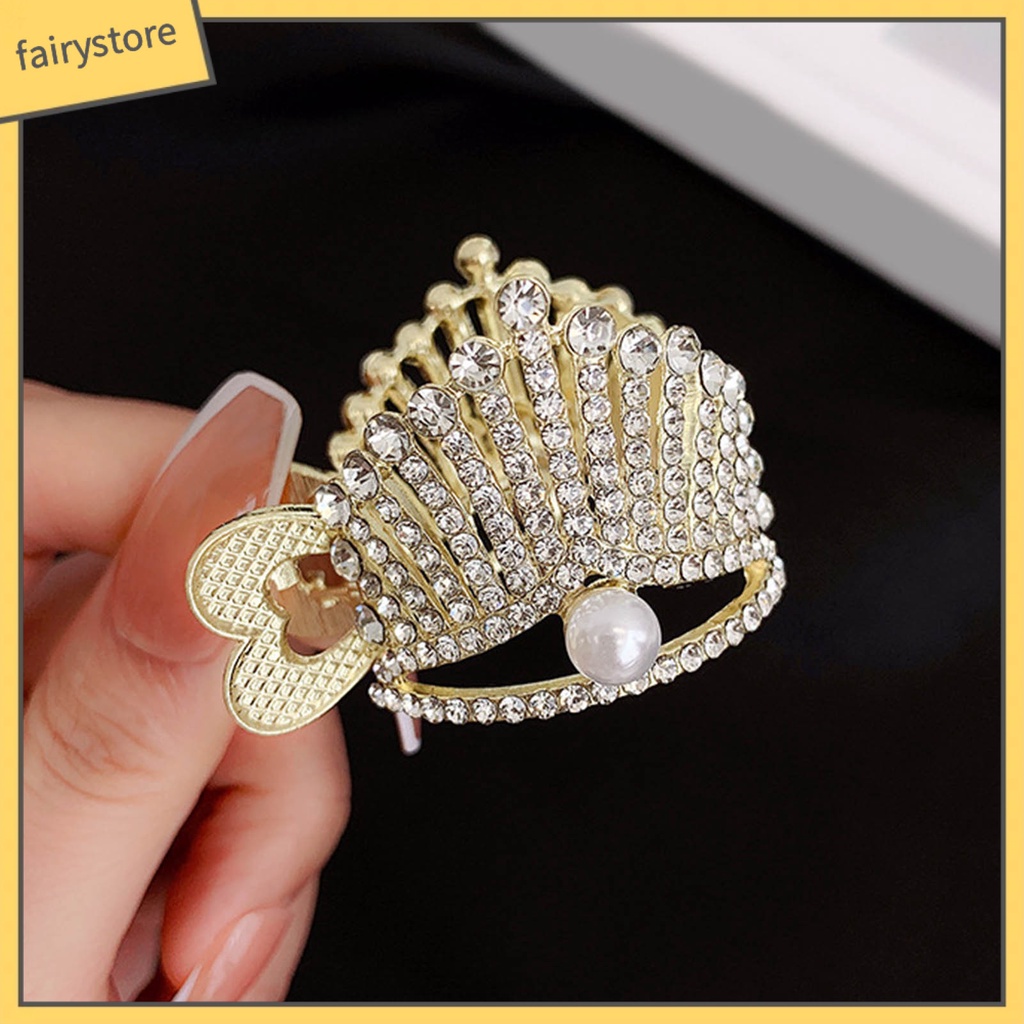 Kẹp Tóc Càng Cua Đính Đá &amp; Ngọc Trai Giả Hình Đuôi Thỏ Chống Trượt Cho Nữ