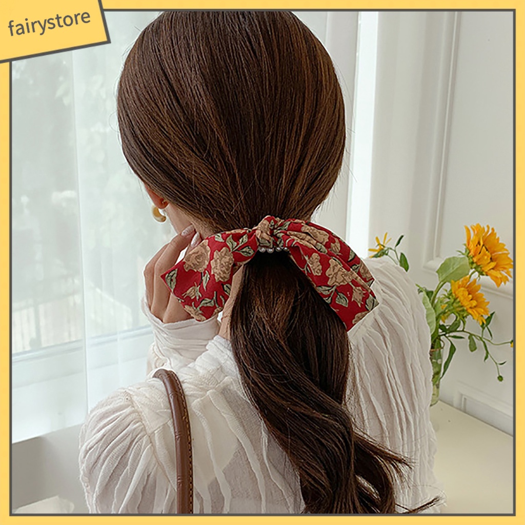 Băng Đô Cài Tóc Đính Nơ &amp; Ngọc Trai Giả Thời Trang Chống Rơi