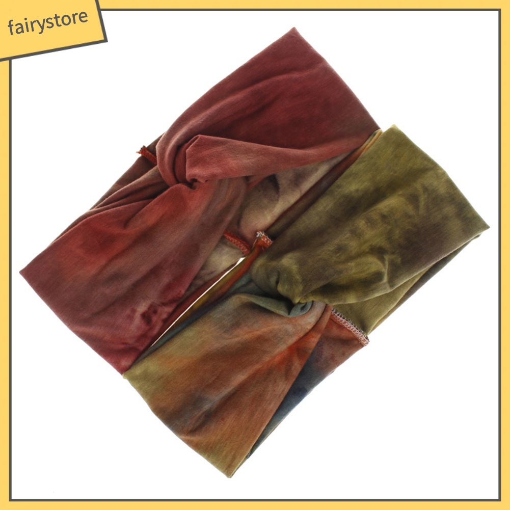 Băng Đô Bản Rộng Thắt Nút Co Giãn Nhuộm Màu Phong Cách Bohemian Cho Nữ