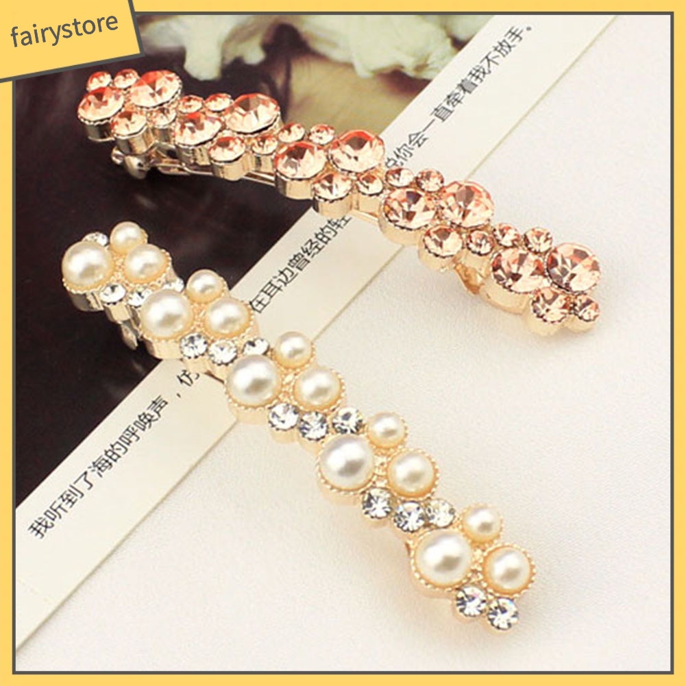 Kẹp Tóc Đính Đá Và Ngọc Trai Giả Thời Trang Thanh Lịch Dành Cho Nữ