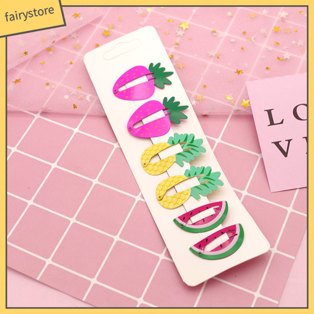 Set 6 Kẹp Tóc Hình Trái Cây Dễ Thương Cho Bé Gái