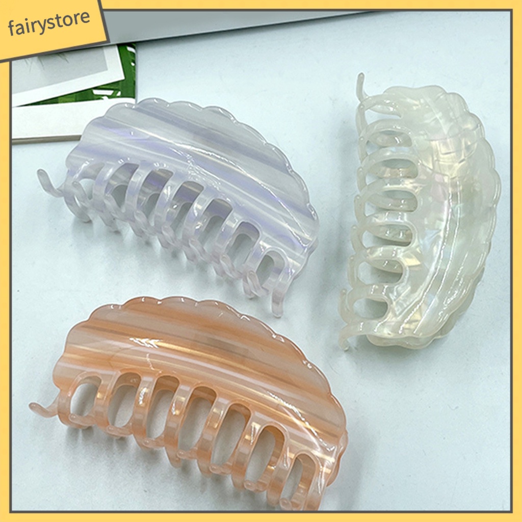 Kẹp Tóc Càng Cua Lớn Không Trượt Viền Rỗng Trơn Trang Trí Cổ Điển