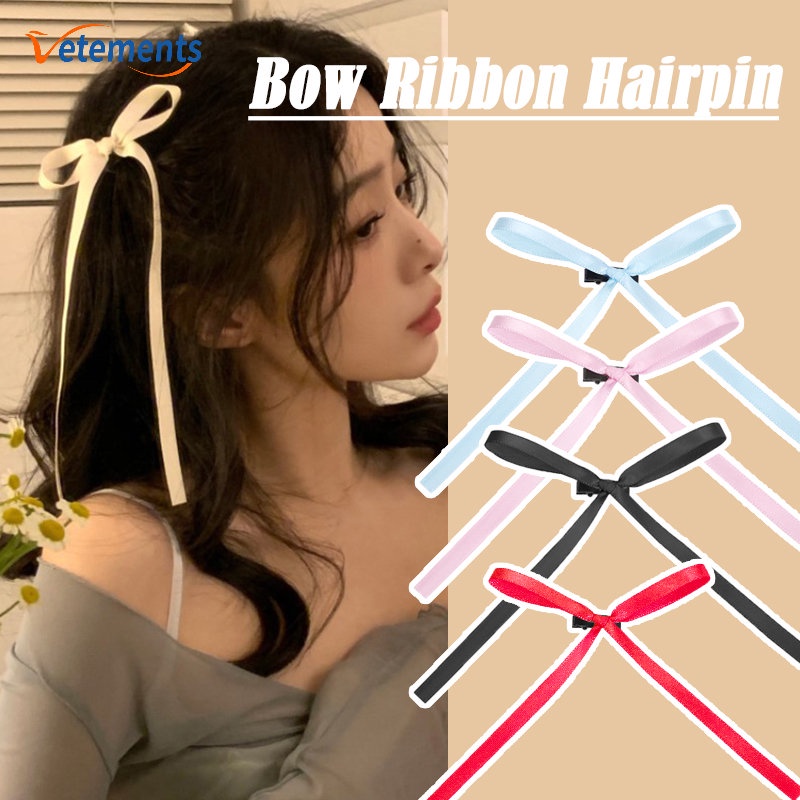 Kẹp Tóc Nơ Ruy Băng Y2K Bằng Vải Satin Nhiều Màu Sắc Ngọt Ngào Thời Trang Hàn Quốc