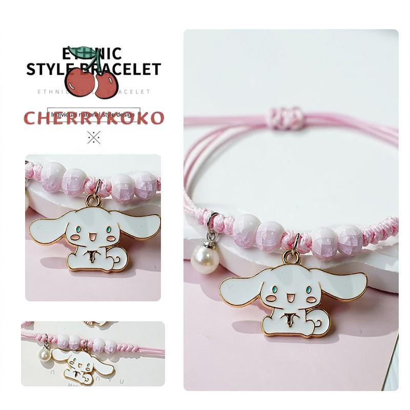 🍒🍒CHERRYKOKO Sanrio Vòng Đeo Tay Gắn Chuông Họa Tiết Chú Chó Kuromi Đáng Yêu Cho Nữ