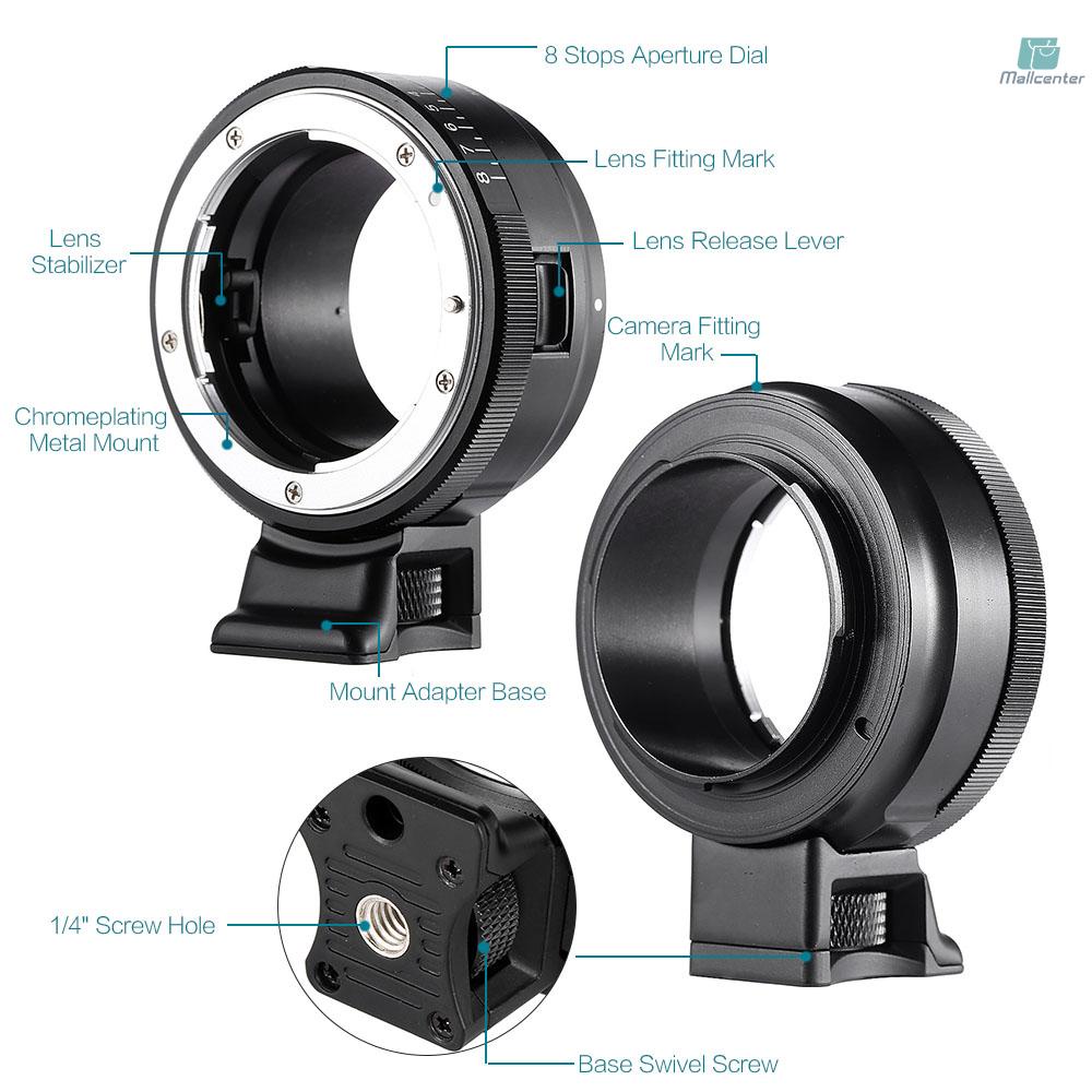 VILTROX NF-NEX Mount Adapter Ring for  G/F/AI/S/D Lens to  E Mount Camera A7/A7R/NEX-5/NEX-3/NEX-5N/NEX-C3/NEX-5R/NEX-F3/NEX-6/NEX-7/NEX-VG10/VG20/VG30