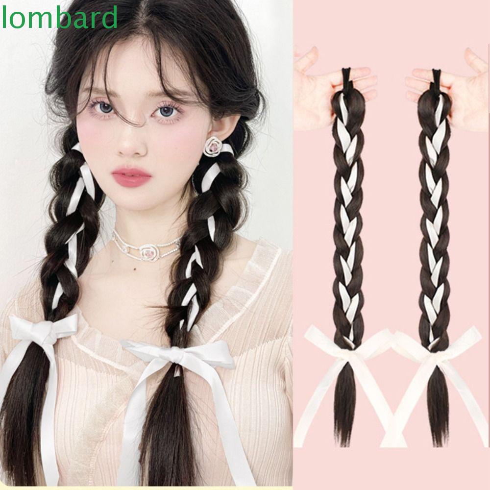 Bím Tóc Giả Bằng Sợi Tổng Hợp Chất Lượng Cao Màu Trắng / Đen Thời Trang Cho Nữ