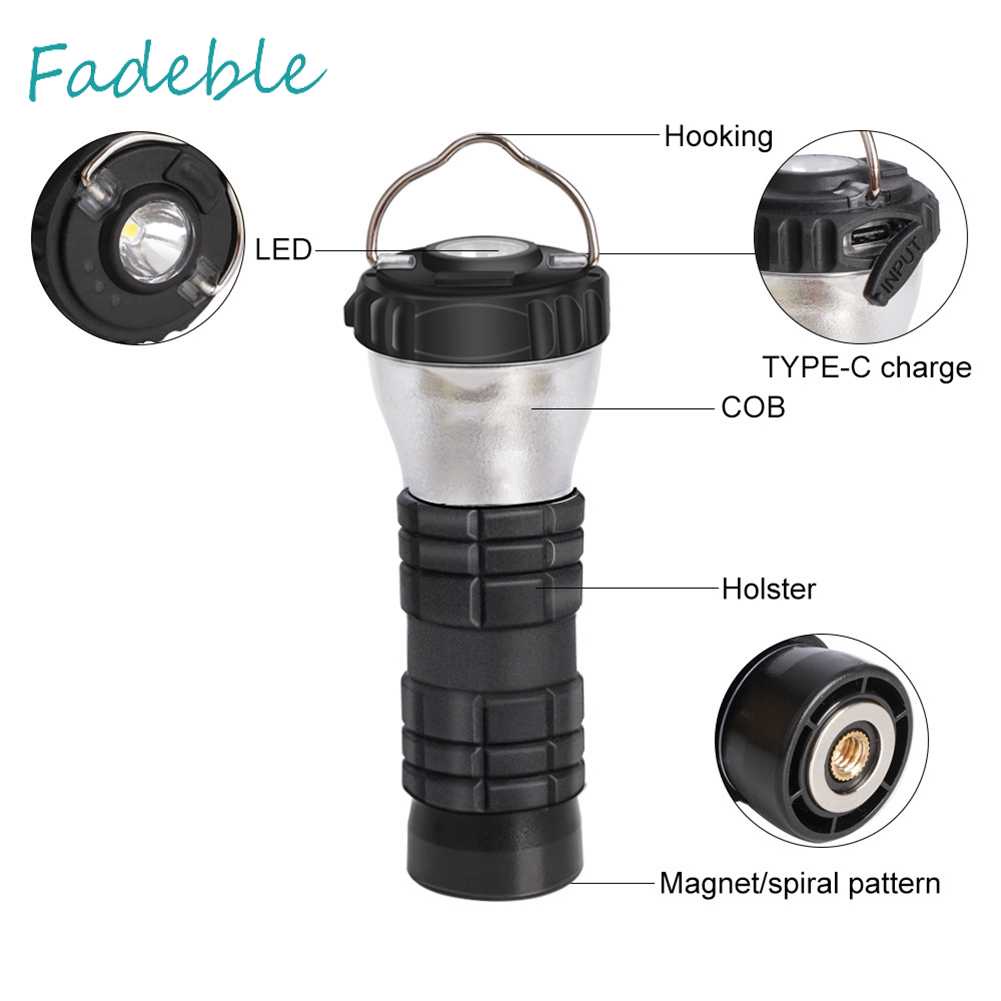 Đèn Cắm Trại 2600mAh Chống Thấm Nước 200LM Kèm Đế Chụp Đèn